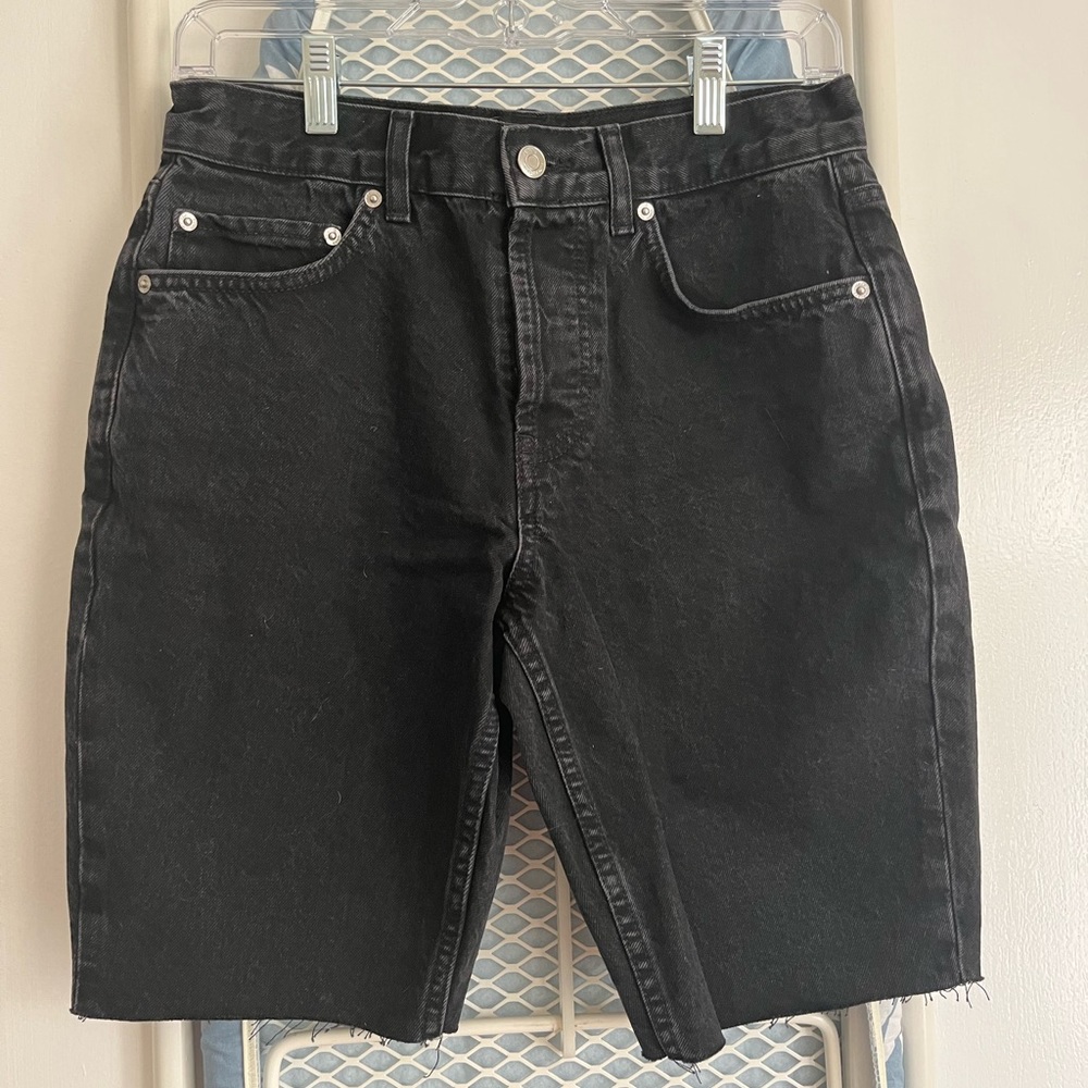Black denim bike short/Bermuda short